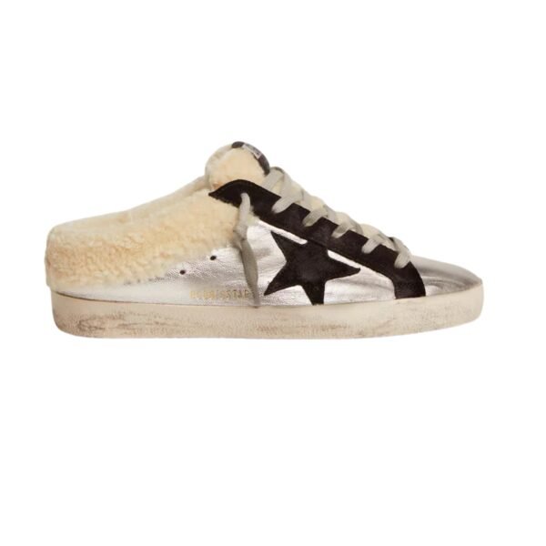 GGS Sabot in silver laminated leather with black star