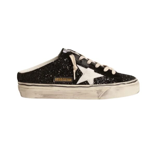 GGS Sabots in black glitter with white bio-based star