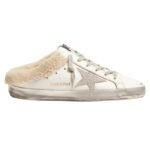 GGS Sabots in white leather with shearling lining