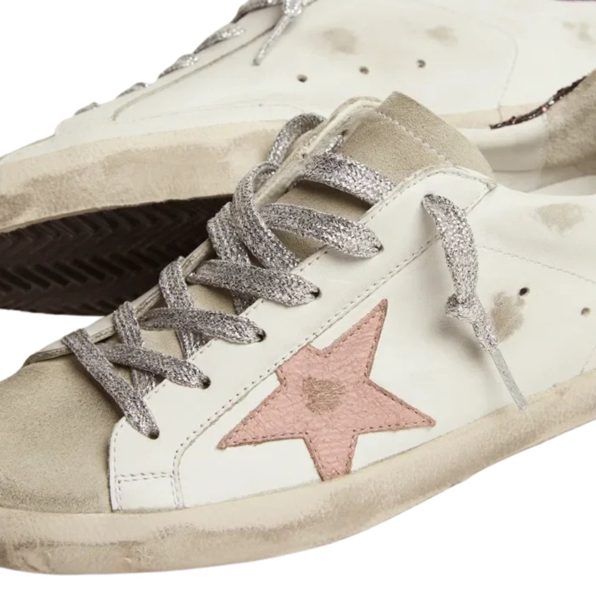 GGS-sneakers-with-brown-glitter-heel-tab-and-pink-crackled-leather-star-1.jpg GGS sneakers with brown glitter heel tab and pink crackled leather star - Image 1