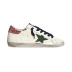 GGS sneakers with green suede star and pink glitter heel tab