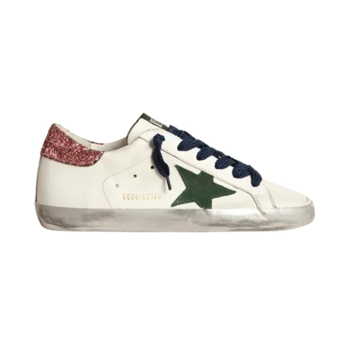 GGS-sneakers-with-green-suede-star-and-pink-glitter-heel-tab-1.jpg GGS sneakers with green suede star and pink glitter heel tab - Image 1