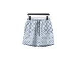 LV Checkerboard Jacquard Panel Beach Shorts White