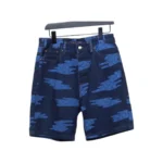 LV Cloud Print Denim Shorts Ocean Blue