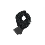 LV Double-Faced Jacquard Velvet Fringe All-Over Logo Print Scarf Black