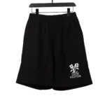 LV Floral Print Cotton Track Shorts Black