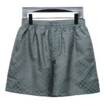 LV Logo Jacquard Elasticated Silk Shorts Grey