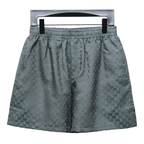 LV Logo Jacquard Elasticated Silk Shorts Grey