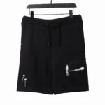 LV Tool Pattern Printed Cotton Track Shorts Black