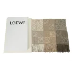 LW Checkerboard Jacquard Fringed Cashmere Scarf Brown