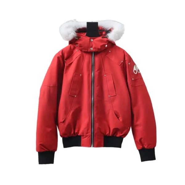 MK Men’s Balistic Bomber Zip-Up Fur Jacket Red
