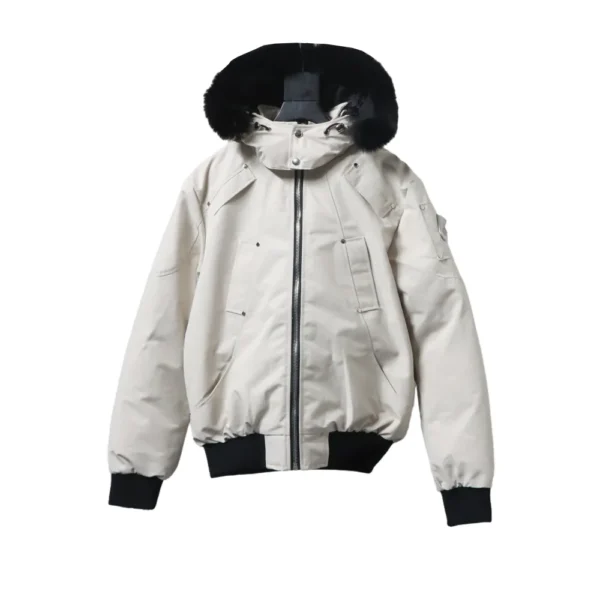 MK Men’s Balistic Bomber Zip-Up Fur Jacket White