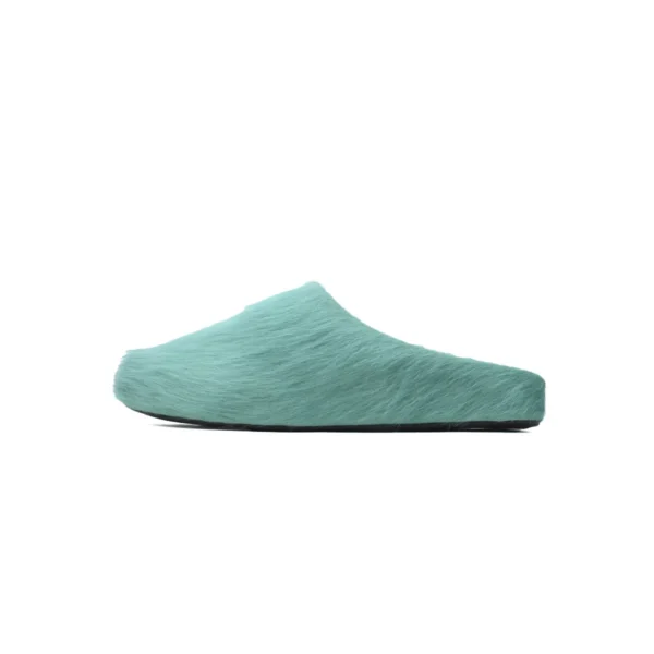 MRNI Long-hair Calfskin Fussbett Sabot Green