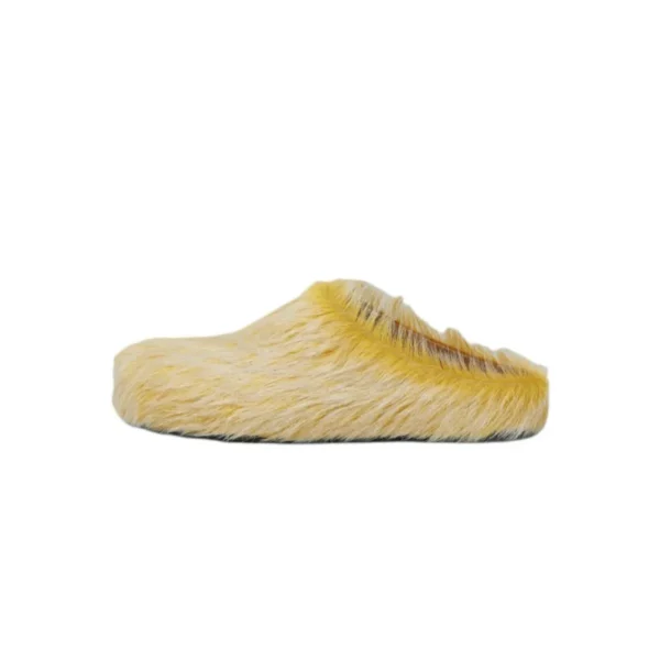 MRNI Long-hair Calfskin Fussbett Sabot Light Yellow Brown