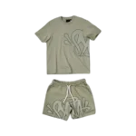 SYN WRLD T-SHIRT CON LOGO  – SET CORTO – SAGE/KHAKI
