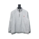 RL Cotton-Blend Quarter-Zip Sweater Grey