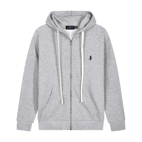 RL Polo Pony Zip-up Gray Hoodie Black Logo