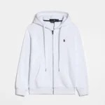 RL Polo Pony Zip-up White Hoodie Black Logo