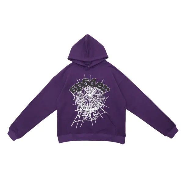 SPDR Spider Web Print Gothic Punk Purple Hoodie