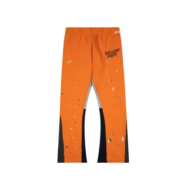 GD Painted Flare Sweat Pants Hot Orange-Black Patchwork