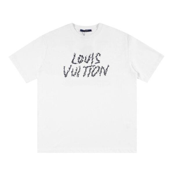 LV T-shirt White Sketch Logo