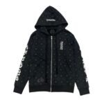 CHRM HRTS Hoodie Zip Black Monogram CH063