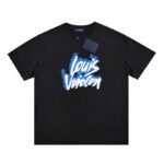LV T-shirt Blue Graffiti Black Logo